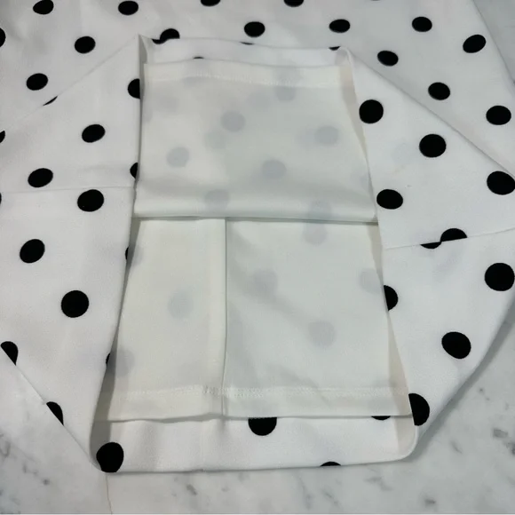 LAUREN RALPH LAUREN Dress Sz 0 Sheath White Black Polka Dot Ruffle Puffy… - Picture 6 of 13